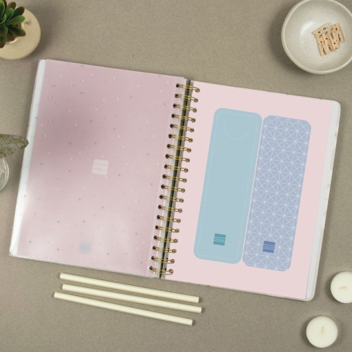 Agenda semanal 176x250mm 2026 espiral FINOCAM Optimal Vera com elástico