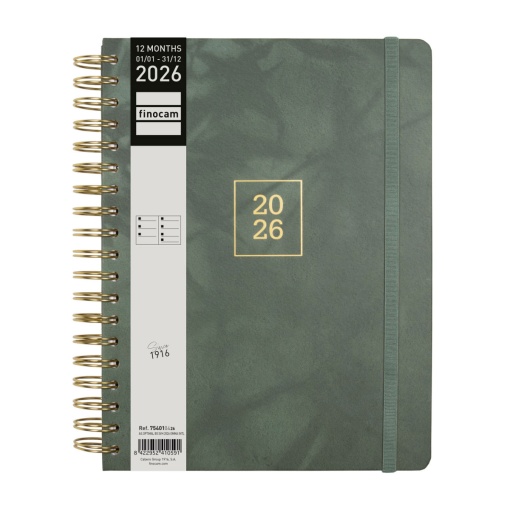 Agenda semanal 176x250mm 2026 espiral FINOCAM Optimal Emma com elástico