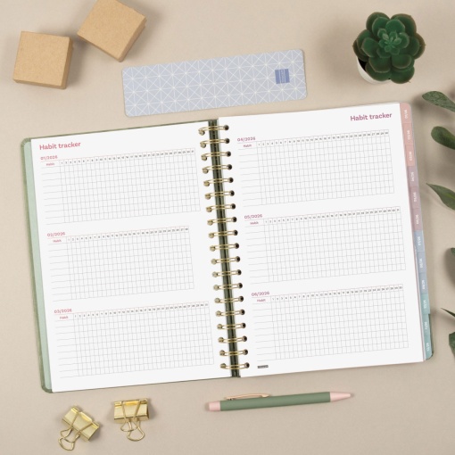 Agenda semanal 176x250mm 2026 espiral FINOCAM Optimal Emma com elástico