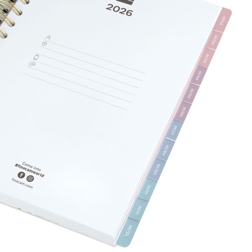 Agenda semanal 176x250mm 2026 espiral FINOCAM Optimal Emma com elástico