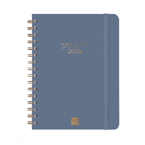 Agenda semanal A5 2025 espiral FINOCAM Alma azul com elástico
