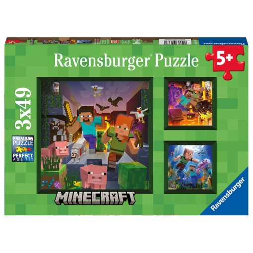 Puzzle RAVENSBURGER 3x49 peças Minecraft
