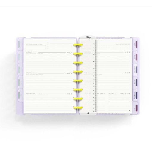 Agenda semanal A5 sem datas INGENIOX My Life com elástico néon malva pastel