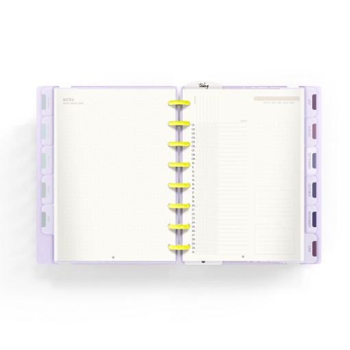 Agenda semanal A5 sem datas INGENIOX My Life com elástico néon malva pastel