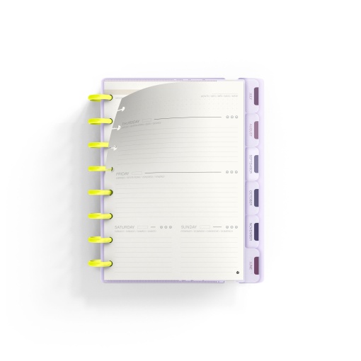 Agenda semanal A5 sem datas INGENIOX My Life com elástico néon malva pastel