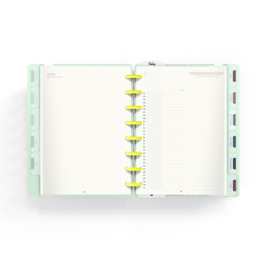 Agenda semanal A5 sem datas INGENIOX My Life com elástico néon menta pastel