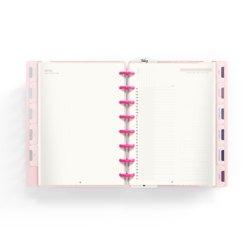 Agenda semanal A5 sem datas INGENIOX My Life com elástico néon rosa pastel