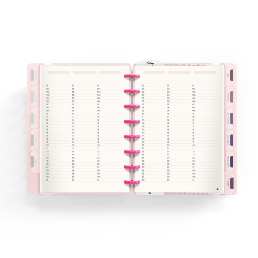 Agenda semanal A5 sem datas INGENIOX My Life com elástico néon rosa pastel