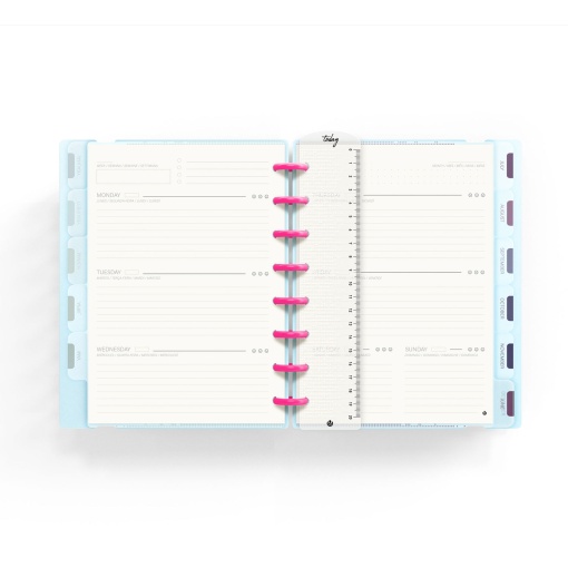 Agenda semanal A5 sem datas INGENIOX My Life com elástico néon azul pastel