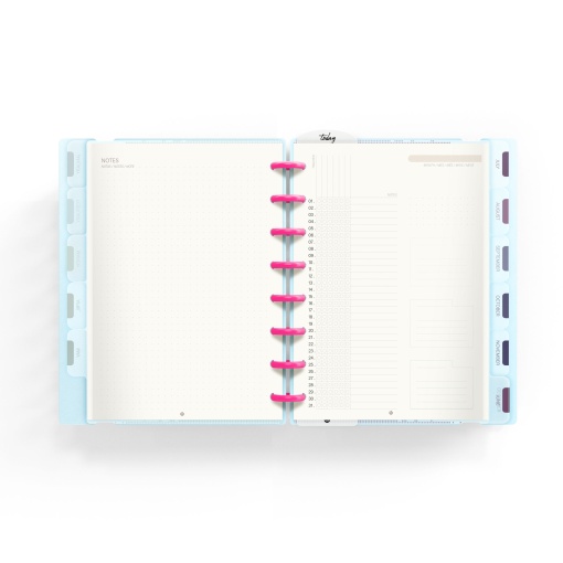 Agenda semanal A5 sem datas INGENIOX My Life com elástico néon azul pastel