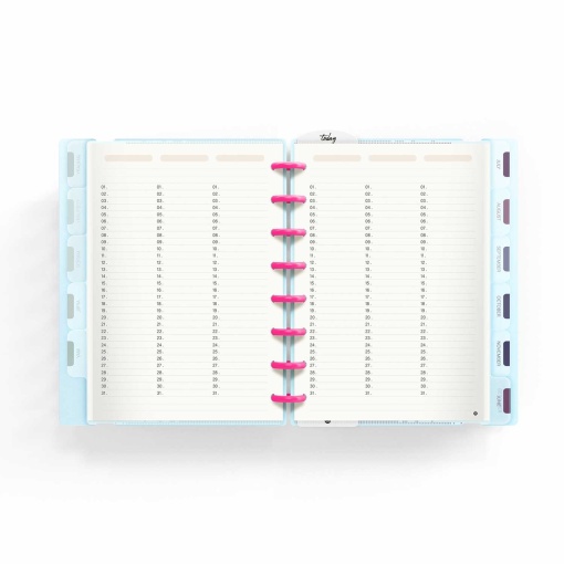 Agenda semanal A5 sem datas INGENIOX My Life com elástico néon azul pastel