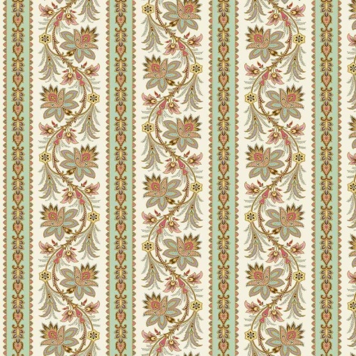 Tecido MAKOWER Holbrook Paisley Stripe Green 1x1,12m