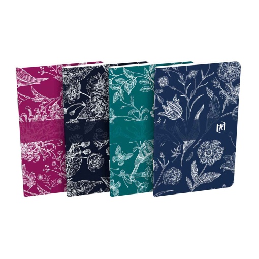 Caderno A6 capa cartão agrafado OXFORD Romance pautado 30 folhas sortido