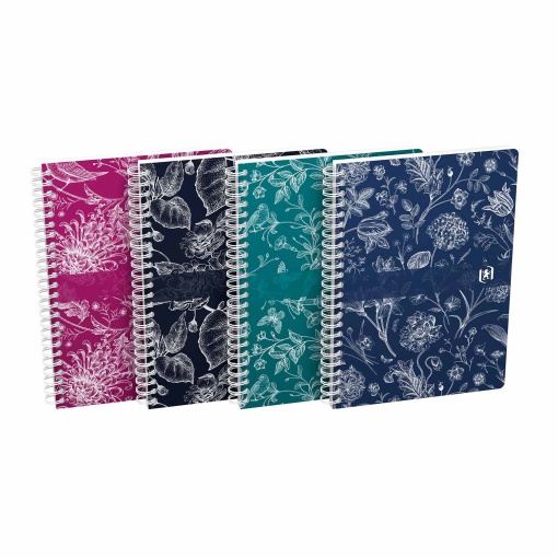 Caderno A5 capa cartão espiral OXFORD Romance pautado 60 folhas sortido