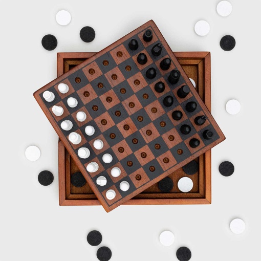 Checkmate - Xadrez e damas deluxe em madeira IRON & GLORY