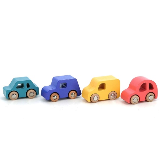 Conjunto 4 carros de madeira City VILAC