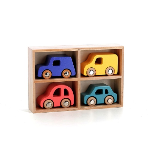 Conjunto 4 carros de madeira City VILAC