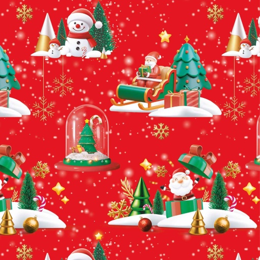 Papel de embrulho AMBAR Natal 70x100cm a equipa do Pai Natal
