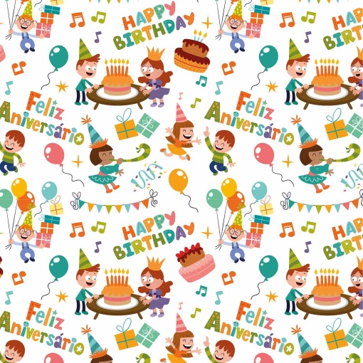 Papel de embrulho AMBAR infantil 70x100cm feliz aniversário