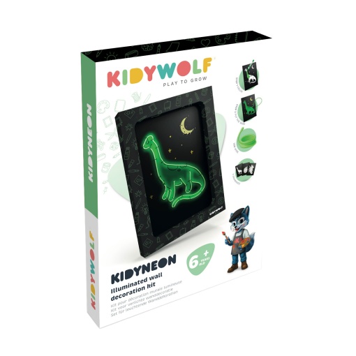 Kidyneon - Kit para decoração luminosa de parede - Dinossauros KIDYWOLF