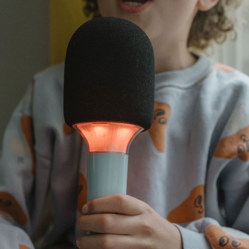 Microfone de karaoke com luz cinza KIDYWOLF KIDYMIC-GR