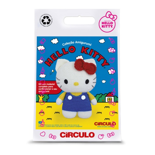 KIT DE CROCHET CIRCULO AMIGURUMI HELLO KITTY AMARELO CI482927-1/880403