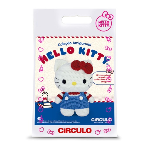 KIT DE CROCHET CIRCULO AMIGURUMI HELLO KITTY AZUL E VERMELHO CI482927-3/880405