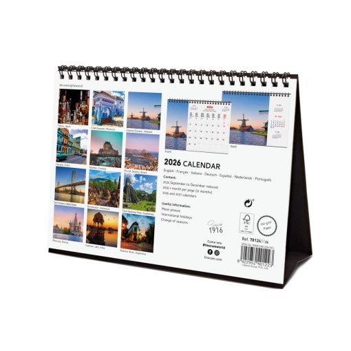 Calendário de secretária 2026 FINOCAM 21x15cm Traveling 781245126