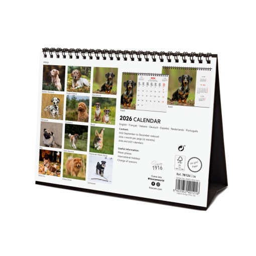 Calendário de secretária 2026 FINOCAM 21x15cm Dogs 781245226