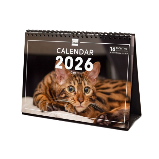 Calendário de secretária 2026 FINOCAM 21x15cm Cats 781245426