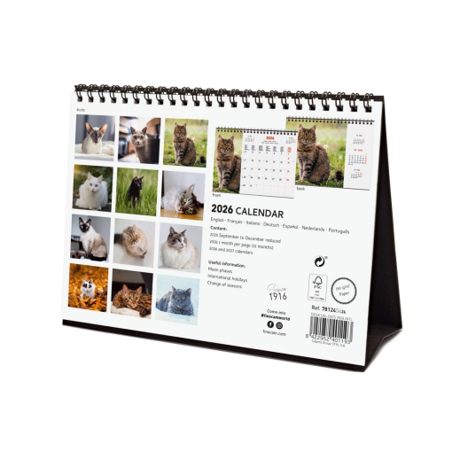 Calendário de secretária 2026 FINOCAM 21x15cm Cats 781245426