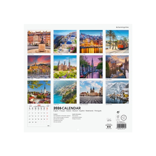 Calendário de parede 2026 FINOCAM 30x30cm Charming 781224926