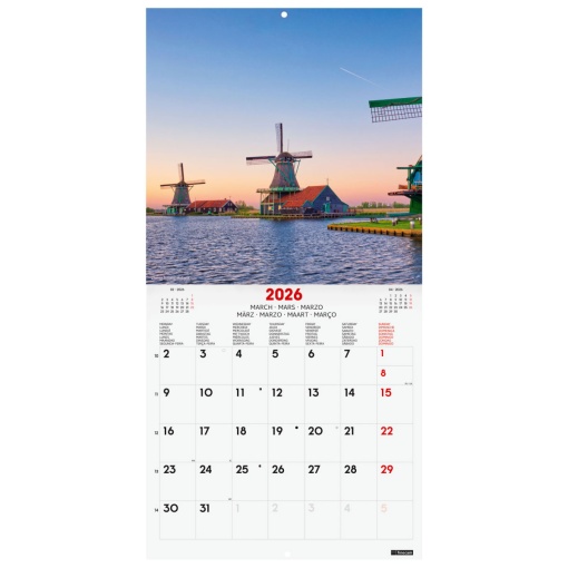 Calendário de parede 2026 FINOCAM 30x30cm Charming 781225126