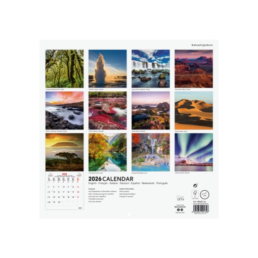 Calendário de parede 2026 FINOCAM 30x30cm Nature 781225326
