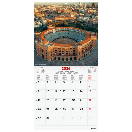 Calendário de parede 2026 FINOCAM 30x30cm Madrid 781225726