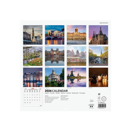 Calendário de parede 2026 FINOCAM 30x30cm Amsterdam 781225826