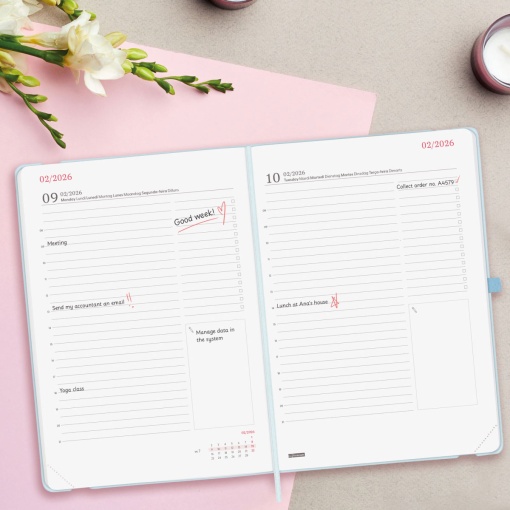 Agenda diária A5 2026 FINOCAM Capri happy com elástico