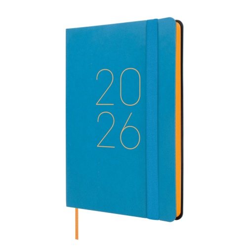 Agenda semanal A6 2026 FINOCAM Lisa azul com elástico