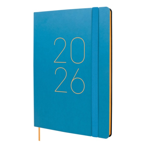 Agenda semanal A5 2026 FINOCAM Lisa azul com elástico