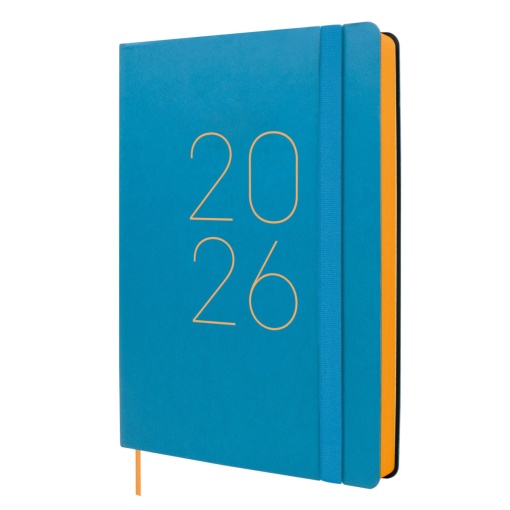 Agenda diária A5 2026 FINOCAM Lisa azul com elástico