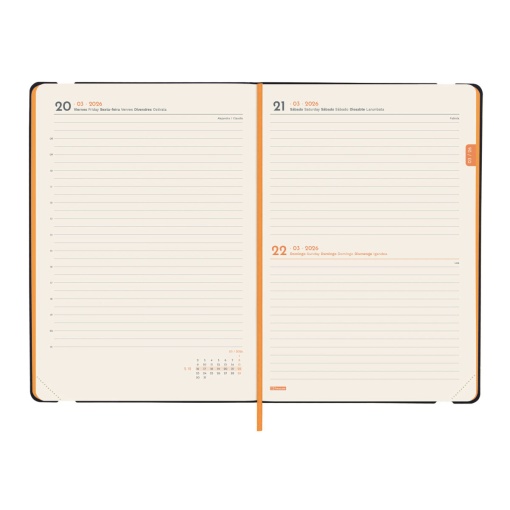 Agenda diária A5 2026 FINOCAM Lisa azul com elástico
