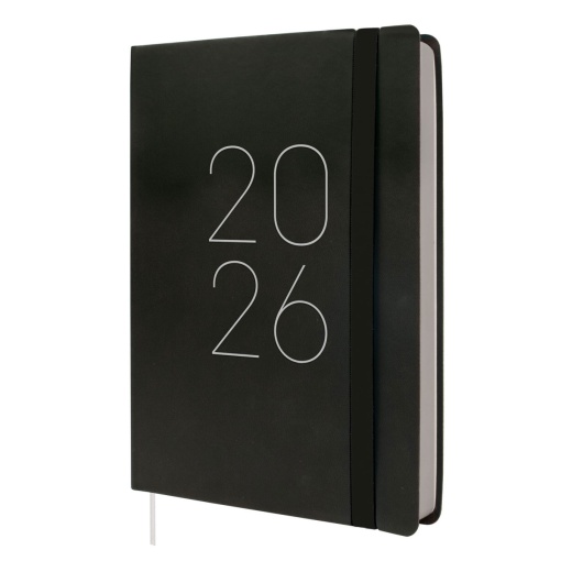 Agenda diária A5 2026 FINOCAM Lisa preto com elástico