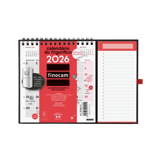 Calendário de parede magnético 2026 FINOCAM 14x15cm 781680026