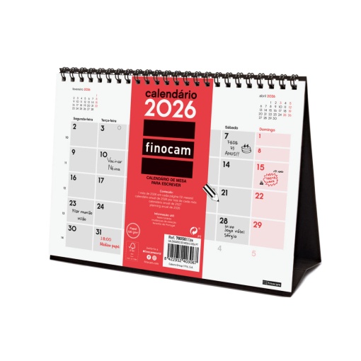 Calendário de secretária 2026 FINOCAM 21x15cm 780500026