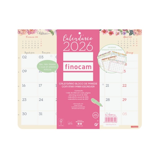 Calendário de parede magnético 2026 FINOCAM design 25x20cm 781870026