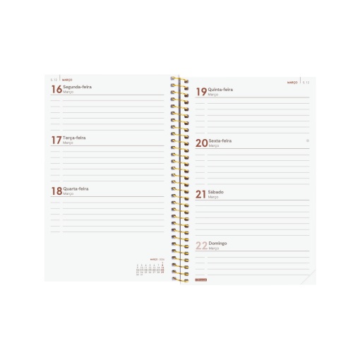 Agenda semanal A6 2026 espiral FINOCAM Beta Flora com elástico