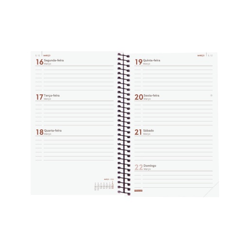 Agenda semanal A6 2026 espiral FINOCAM Beta vermelho com elástico