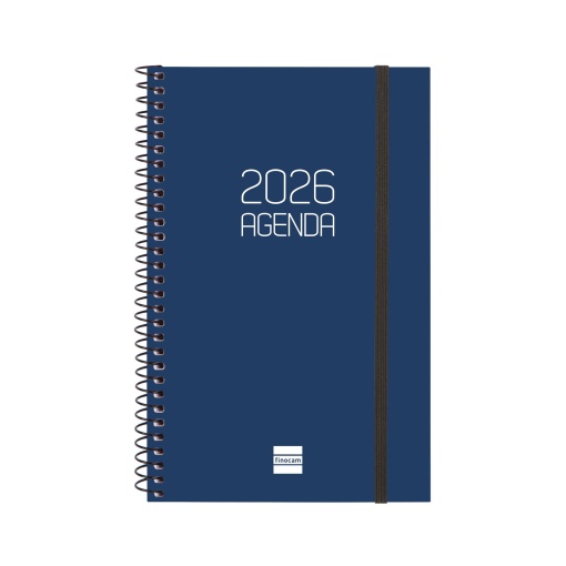 Agenda semanal A6 2026 espiral FINOCAM Beta azul com elástico
