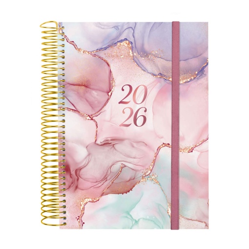 Agenda diária A5 2026 espiral FINOCAM Beta Goldy com elástico