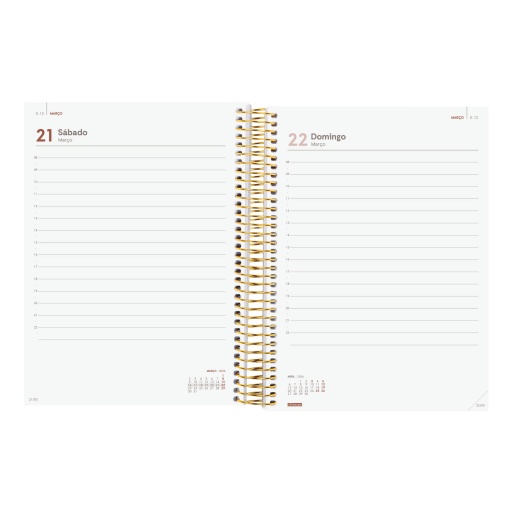 Agenda diária A5 2026 espiral FINOCAM Beta Goldy com elástico